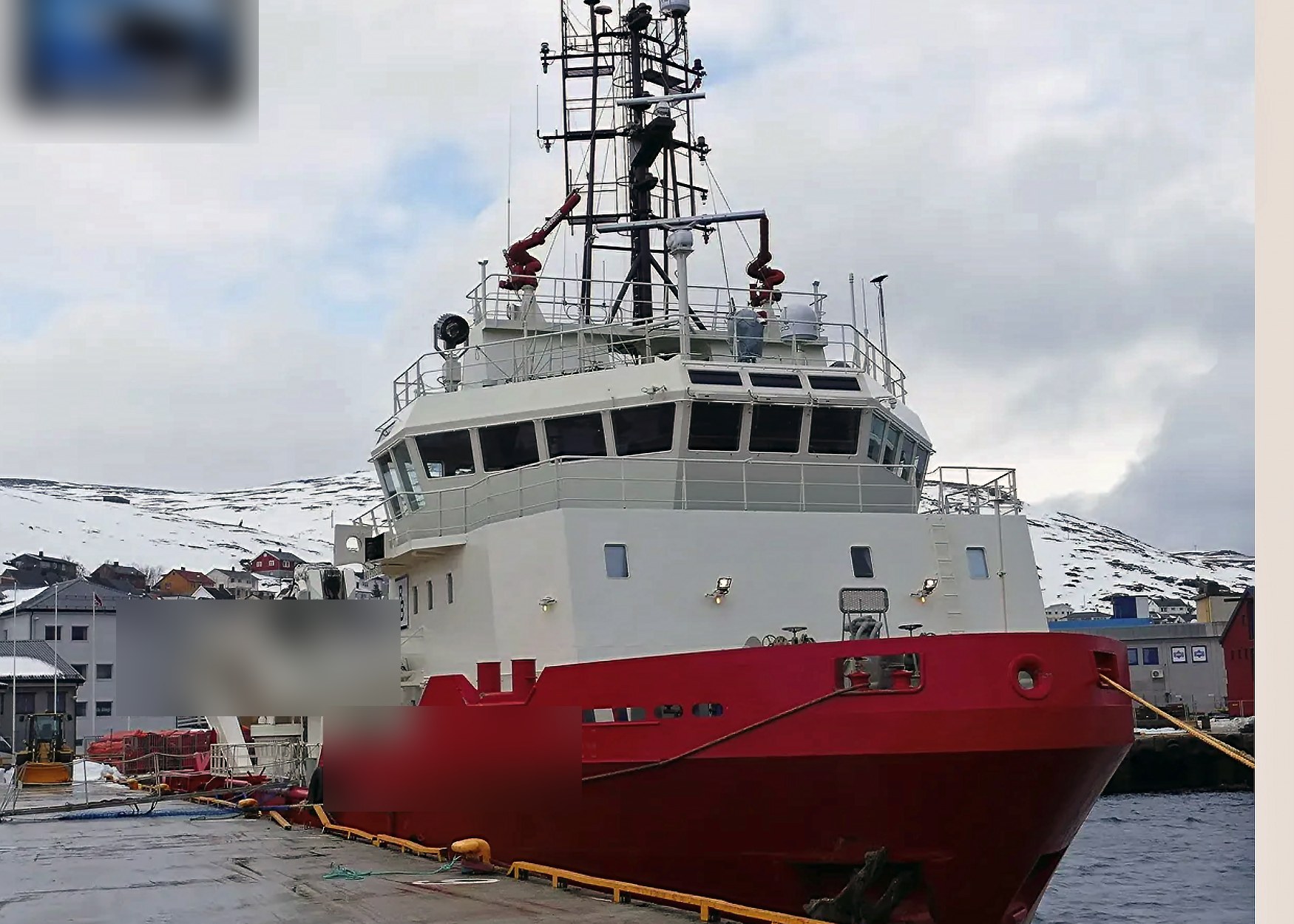 Project Beacon — bow view alongside in a Norwegian port