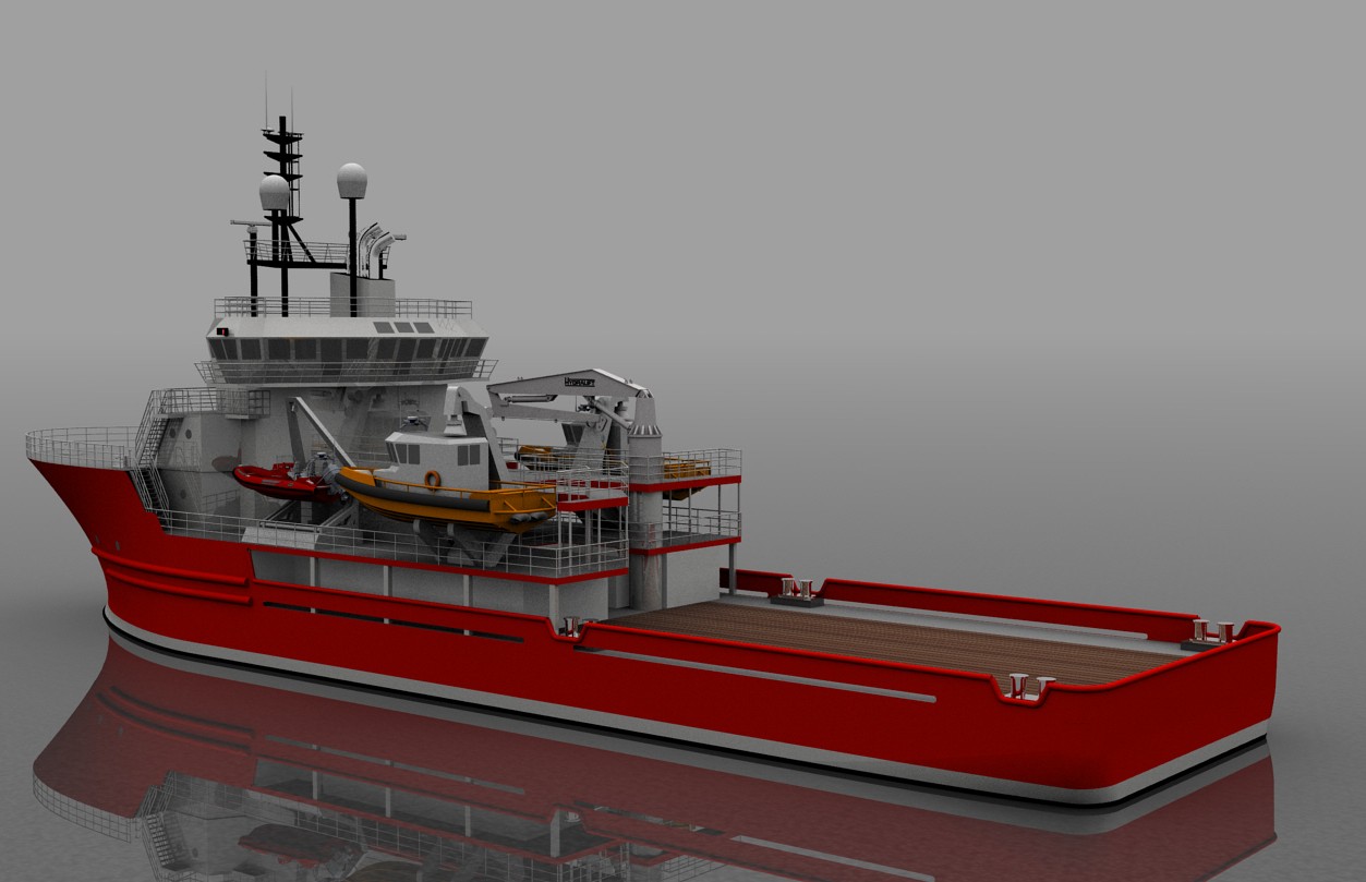 Beacon conversion concept — aft working deck with tenders and crane