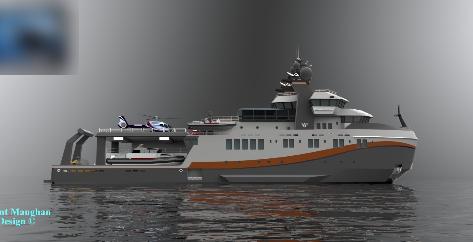 Project Concordia — 230 ft (70 m)  ·  North American Shipbuilding  ·  ABS Ice-Strengthened  ·  1997 expedition conversion candidate