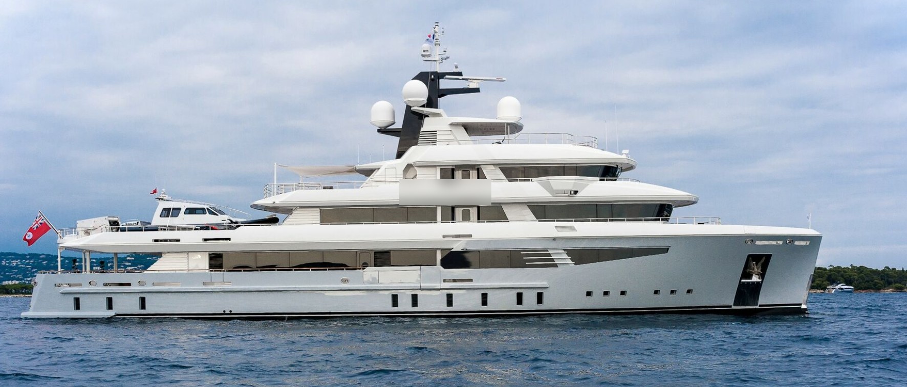 Completed sister ship of Project Cosmo — 50 m expedition yacht, full profile at anchor