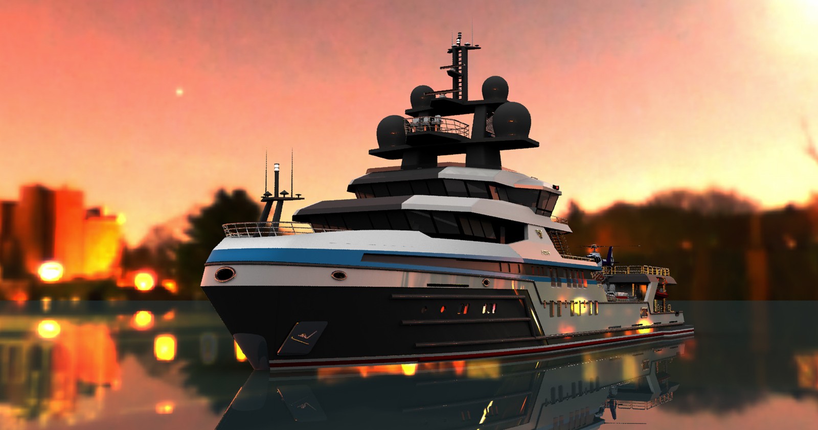 Project Courageous — 220 ft expedition-yacht conversion, Grant Maughan design rendering