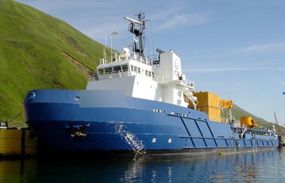 Project Nanuq — ice-class platform at anchor on a high-latitude coast