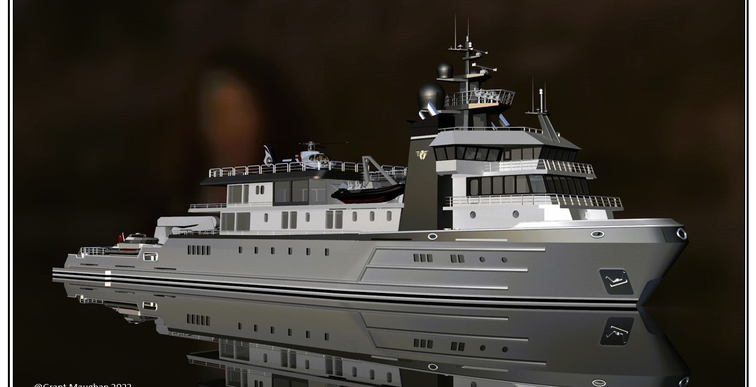 Project Nanuq — Grant Maughan conversion rendering of a 300 ft (92 m) ice-class expedition yacht