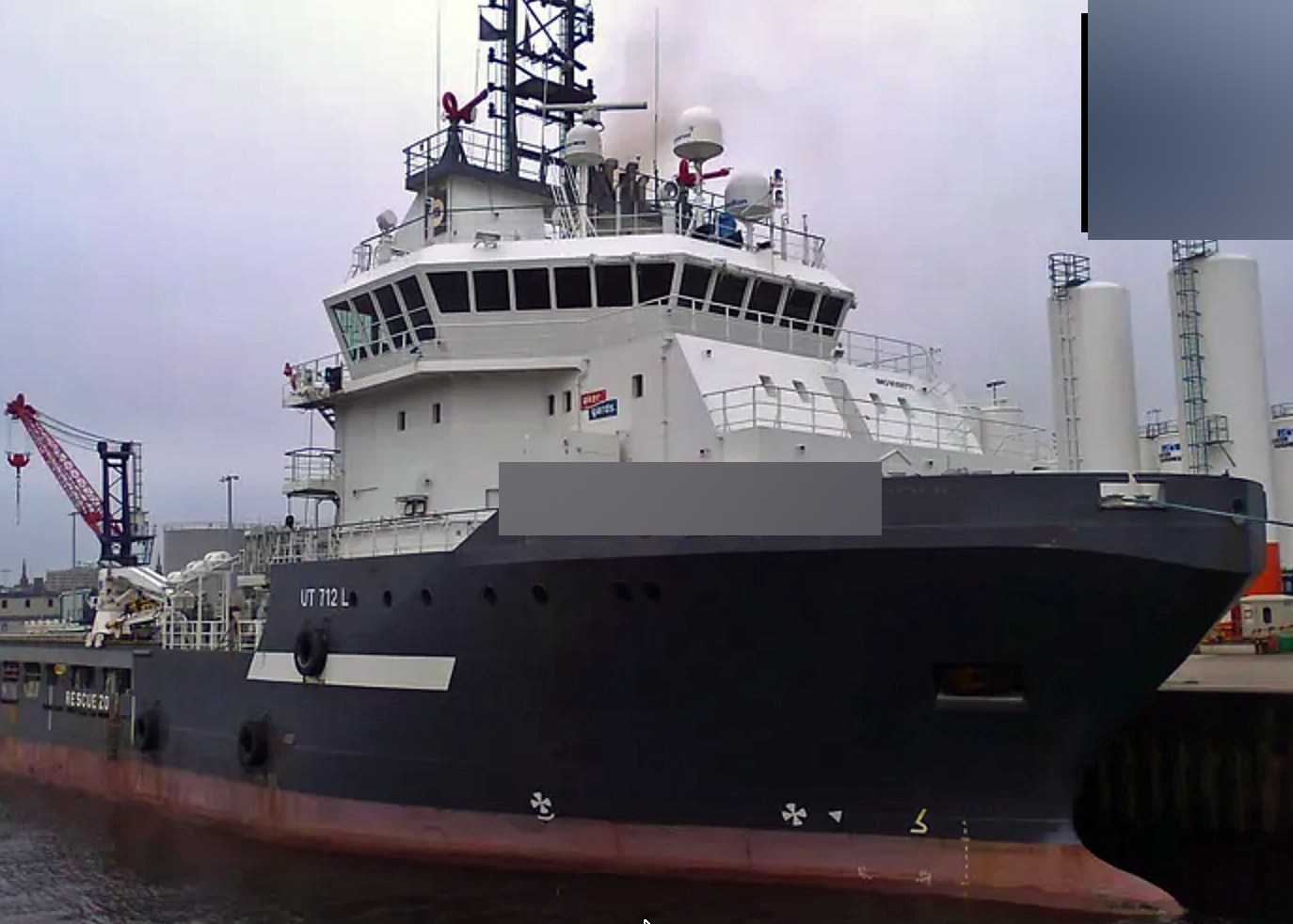 Project Octant — alongside, showing the full forebody and working deck