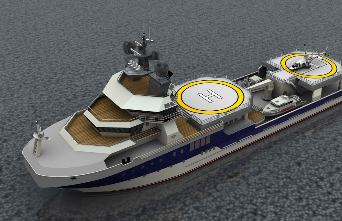 Project Octant — conversion rendering, aerial bow with beach club