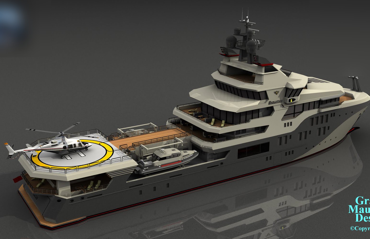 Project Osprey — conversion rendering, aft deck and helideck