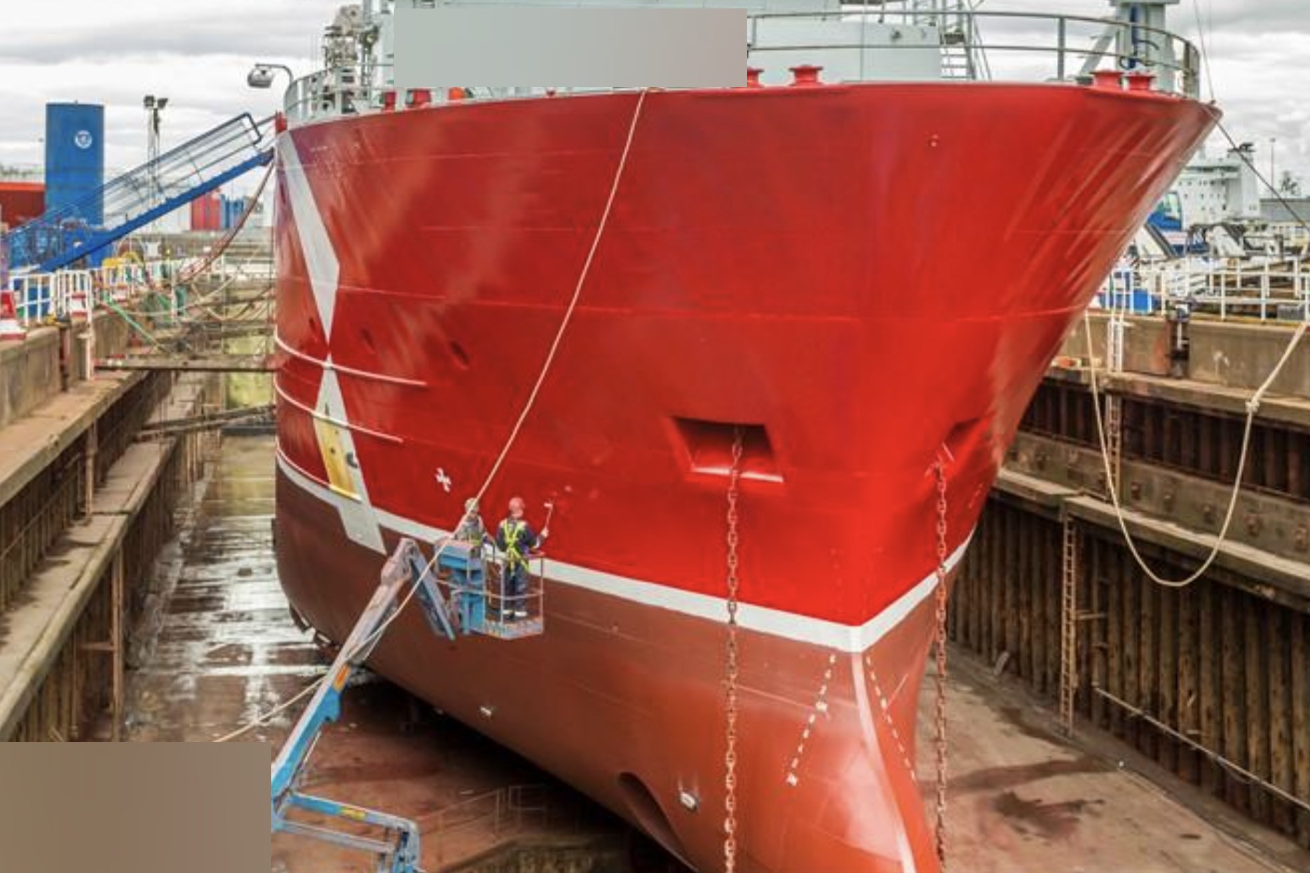 Project Vega — in dry dock, hull and forebody