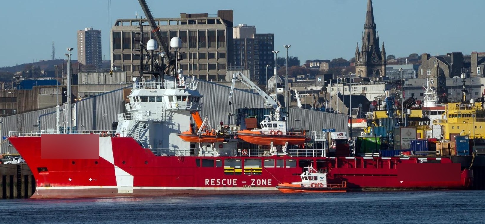 Project Vega — alongside at Aberdeen, full profile and working deck