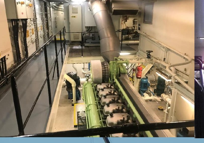 Project Vega — engine room, twin Bergen diesels