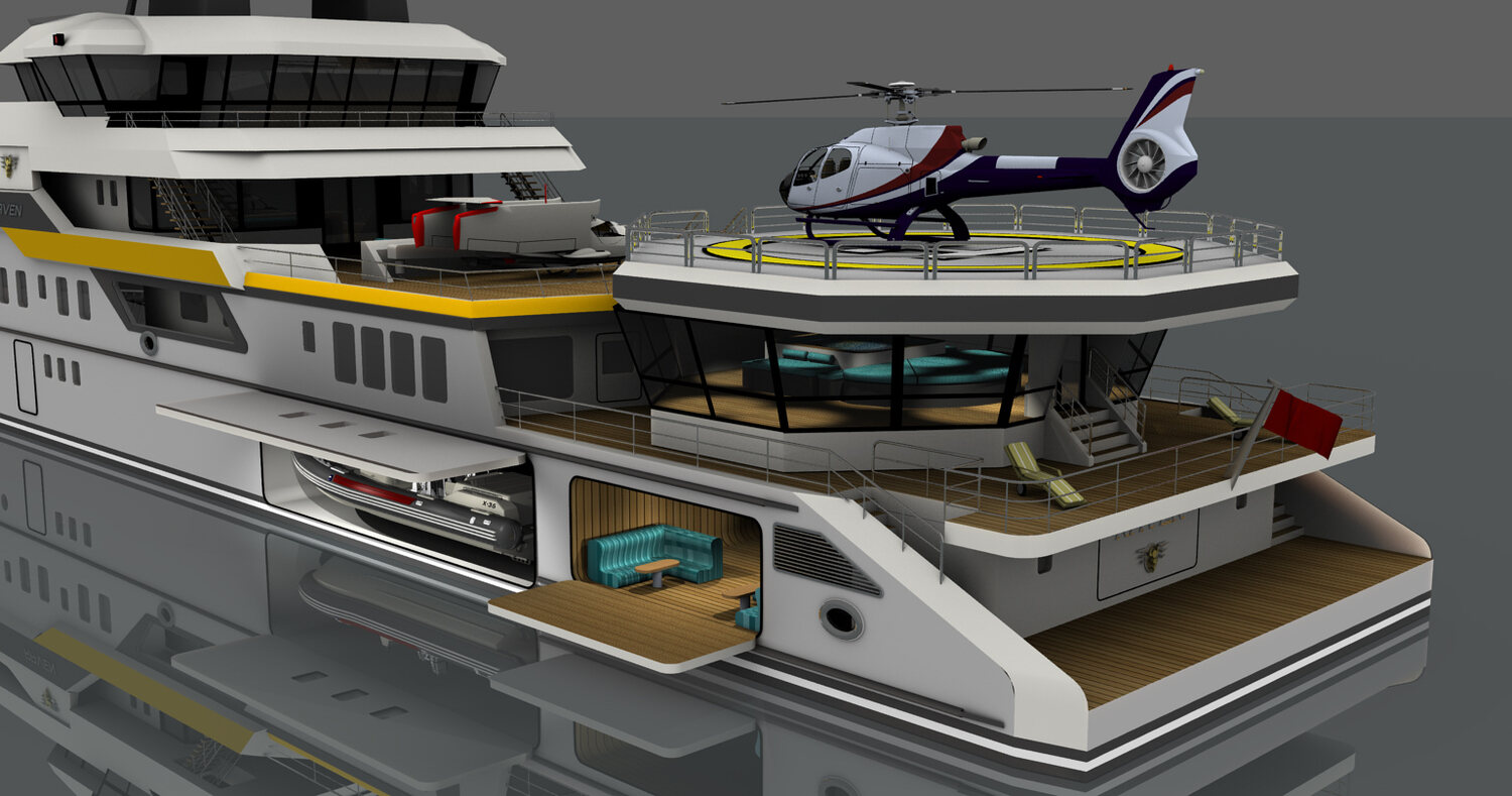 Raven beach club and helideck detail