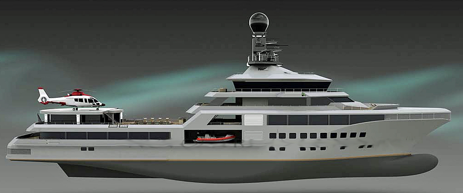 RR81 — 81-metre diesel-electric expedition yacht new build engineered by Rolls-Royce Marine, profile view